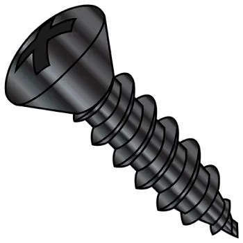 8-15X3/4  Phillips Oval Self Tapping Screw Type A Fully Threaded Black Oxide and Oil