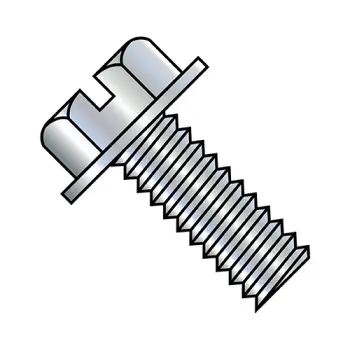 10-24X4  Slotted Indented Hex Washer Head Machine Screw Fully Threaded Zinc