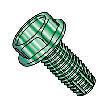 8-32X5/16  Unslot Indent Hex Washer Thread Cutting Screw Type F Full Thread Zinc Bake Green