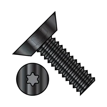 #8 - 32 x 1/4" Machine Screws | Steel | Black Oxide | 6-Lobe | Flat & Undercut | 0804MTUB