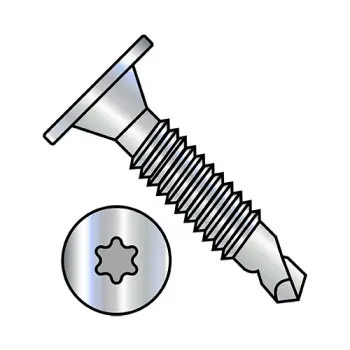 #10 - 24 x 2" Self-Drilling Screws | Steel | Zinc/Clear | 6-Lobe | Wafer | 1032KWTFMS