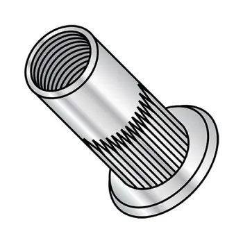 1/4-20-.260  Flat Head Ribbed Threaded Insert Rivet Nut Aluminum Cleaned and Polished