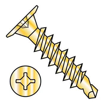#10 - 16 x 1" Self-Drilling Screws | Steel | Zinc/Yellow | Square | Wafer | 1016KWXFY