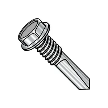 12-24X1 1/4  Unslotted Hexwasher Self Drilling Screw #5 Point Full Thread 410 Stainless Steel