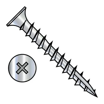 6-13X1 1/2  Phillips Flat No Nibs Deep Thread Wood Screw Type 17 Point 2/3 Thread Zinc Bake