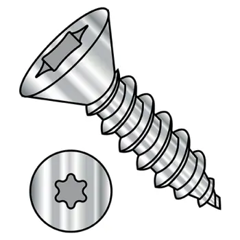 10-16X1  6 Lobe Flat Self Tapping Screw Type AB Fully Threaded 18-8 Stainless Steel