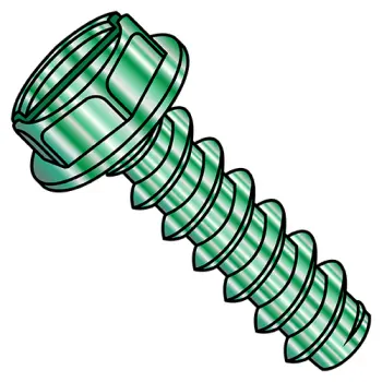 8-18X1/4  Slotted Indented Hex Washer Self Tapping Screw Type B Fully Thread ZC Bake Green